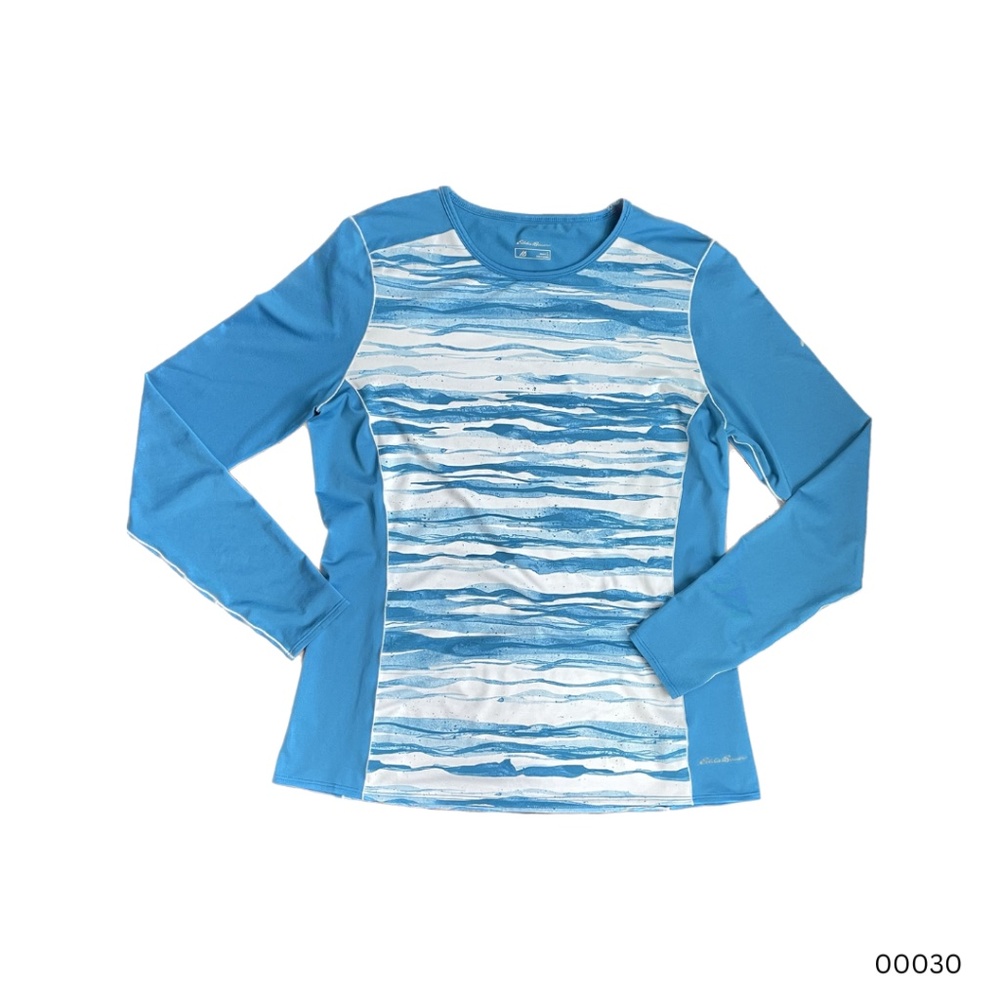 Eddie Bauer Motion Tidal UPF Long Sleeve Shirt (Women's) (L) (Blue/White)